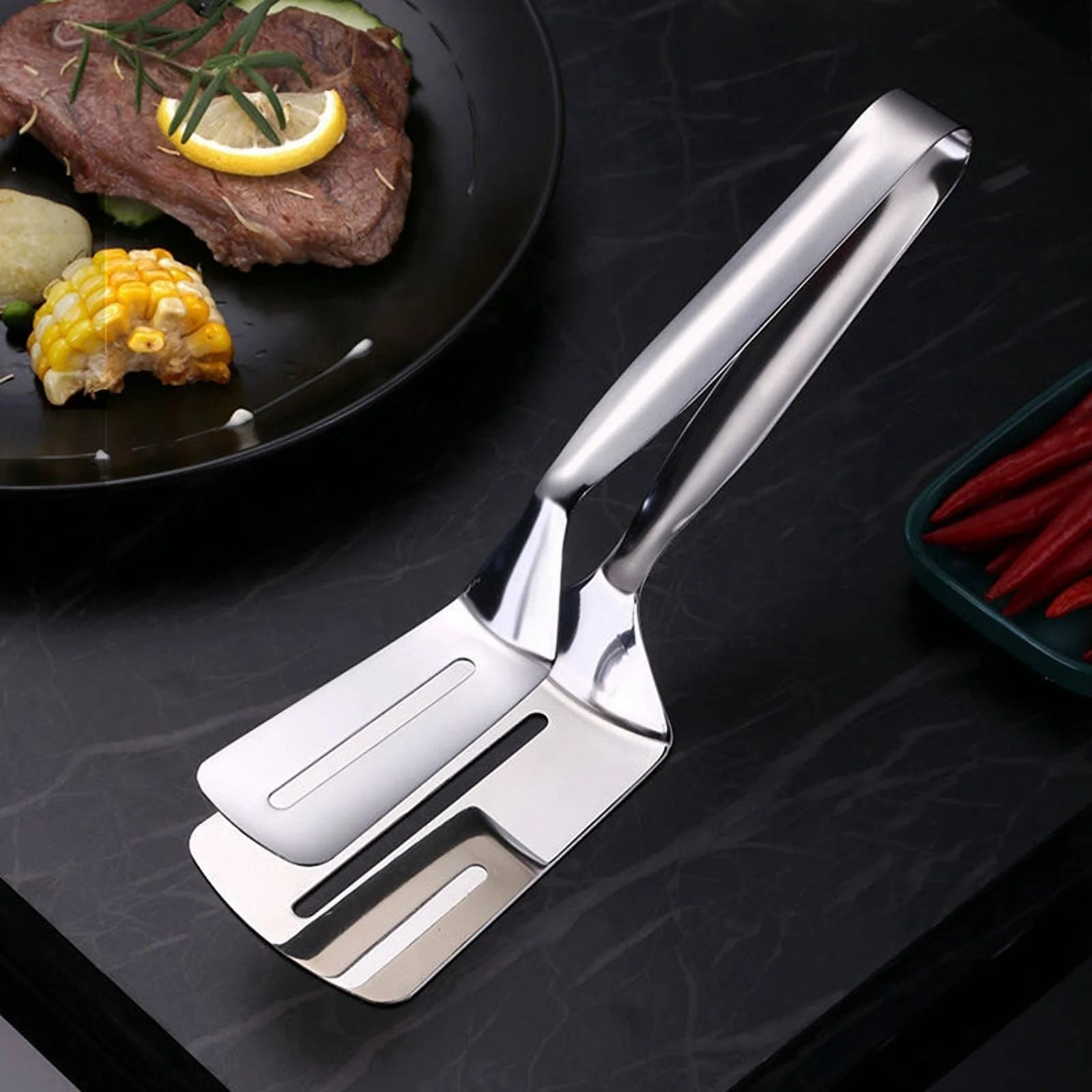 Stainless Steel Double-Sided Shovel Clip Stainless Steel Spatula Kitchen Tongs,Grill Clamp Flipping Spat – Durable Stainless Steel Construction with a Practical Everyday Design
