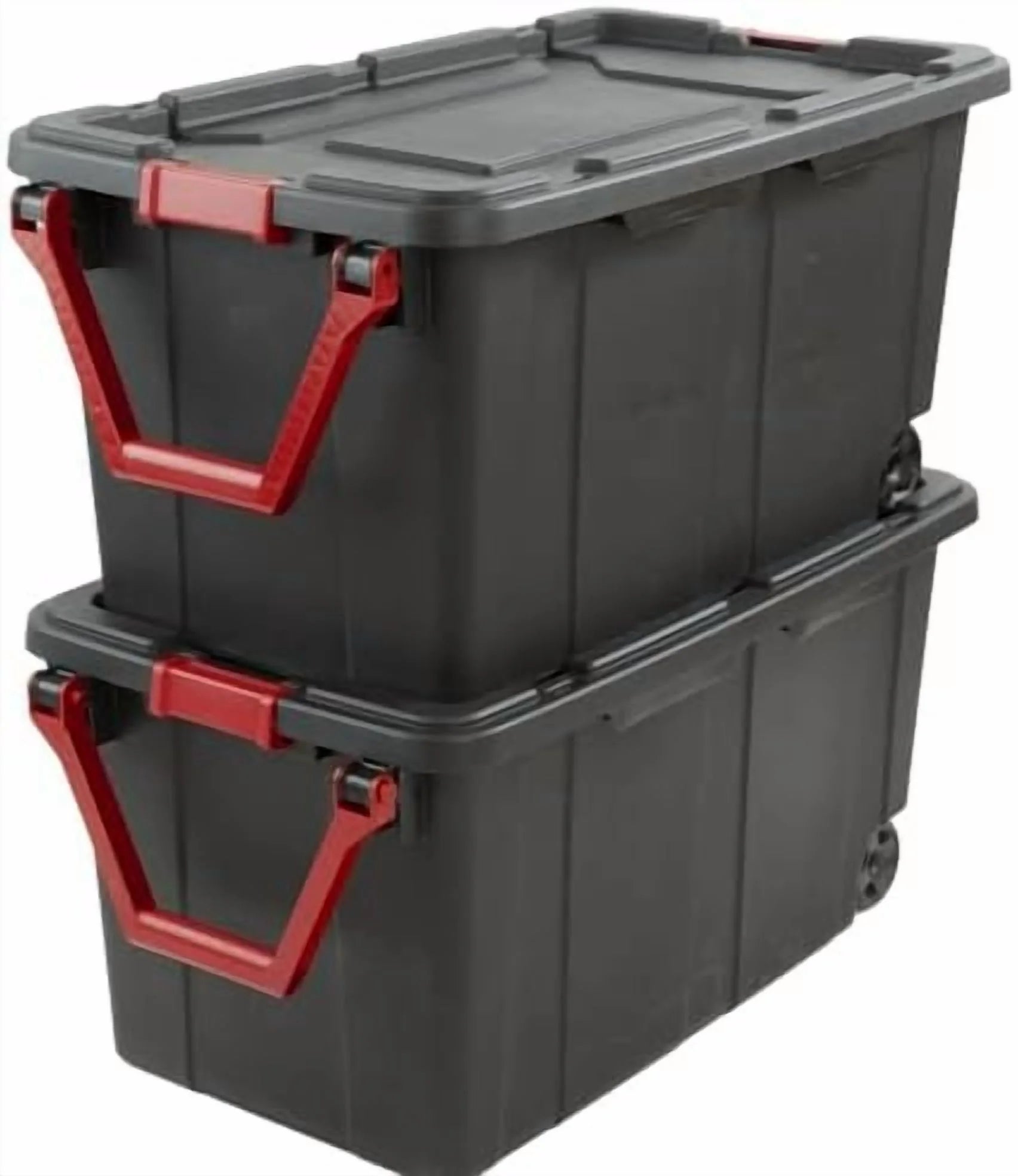 Black 40 Gallon Wheeled Plastic Storage Container with Handle 2 Pack$$Office – Convenient Carry Handles with a Practical Everyday Design