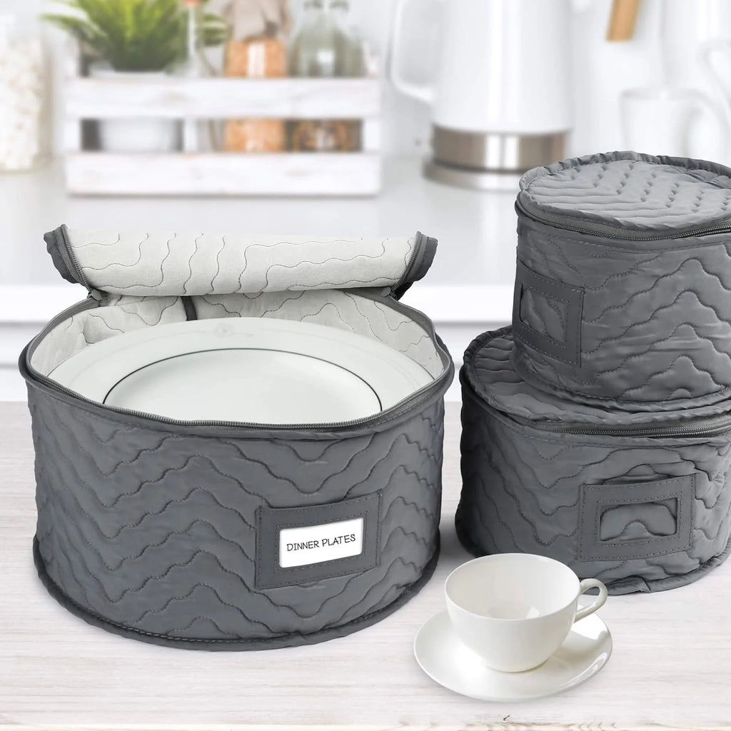 China Storage Containers - Quilted 6-Piece Set Storage Box- Stores Chinaware Stemware Dinnerware Dish Storage Service for 12 48 Pcs Felt Protectors Cardboard Dividers Included – Convenient Multi-Piece Set with a Practical Everyday Design