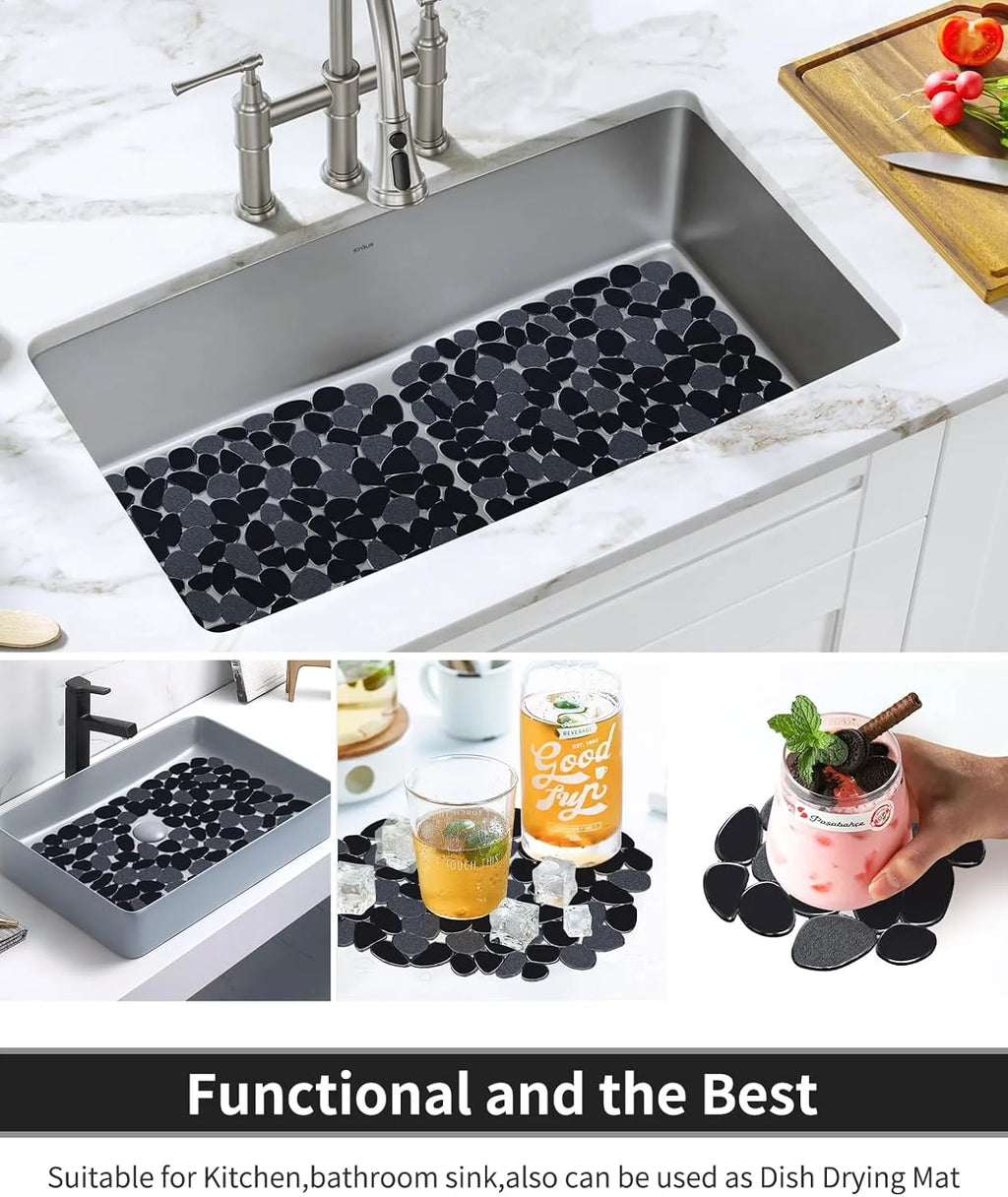 Bligli Pebble Sink Mat 2-Pack - PVC Kitchen Protector for Stainless Steel/Ceramic Dish Drying Mat for Dishes 15.7" x 11.8" Black – Durable Stainless Steel Construction with a Practical Everyday Design