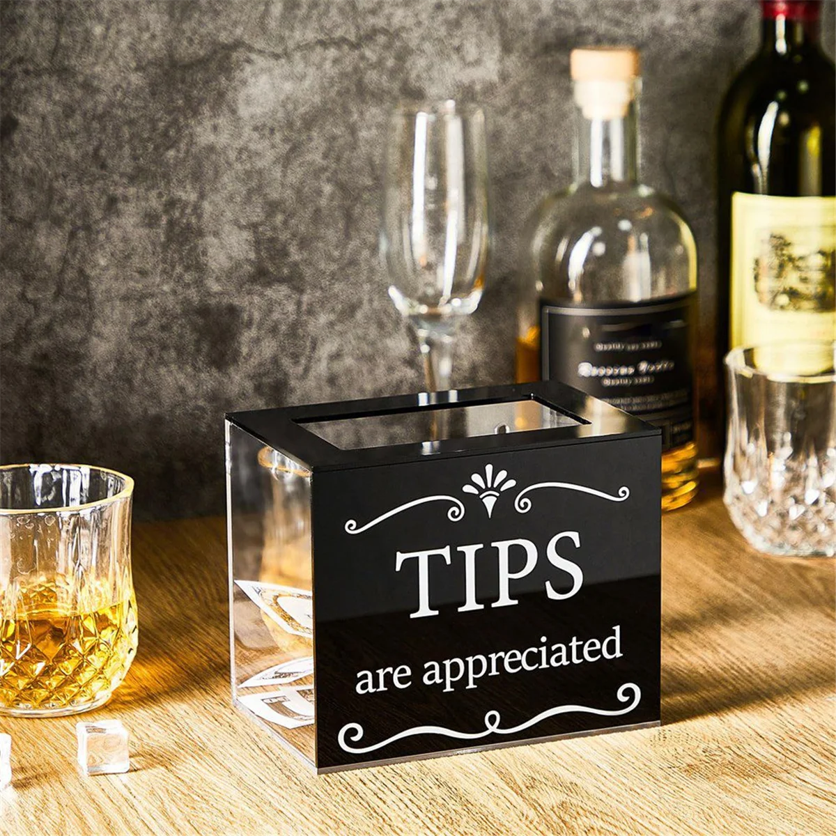 Tip Jars for Money Acrylic Cash Box Donation Bucket 6x4x5 Inch Storage Container Suggestion Raffle – Practical Home Organization with a Practical Everyday Design