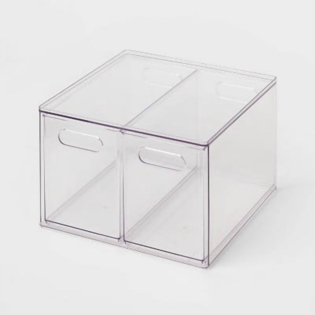 All Purpose 2 Drawer Storage ClearAcrylic Utility Bins,1352 Volume,H 12.6D 12.2 – Practical Home Organization with a Practical Everyday Design
