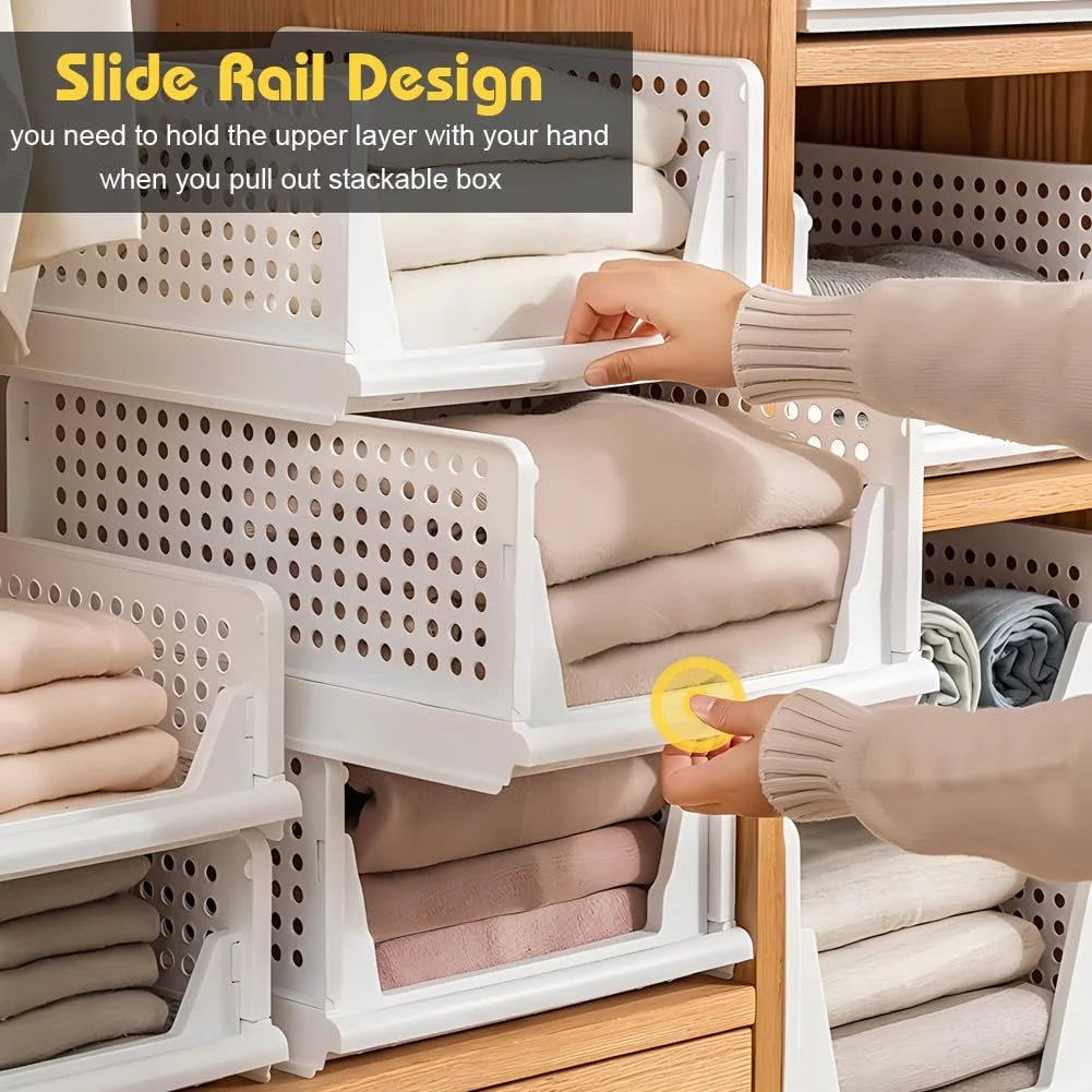 5 Pack Stackable Closet Storage Box,Closet Shelf Organizer and Storage Plastic Drawer Storage,Wardrobe Organizer Closet Organizers Storage Box for Cupboard Kitchen Office(5L) – Stackable Organization with a Practical Everyday Design