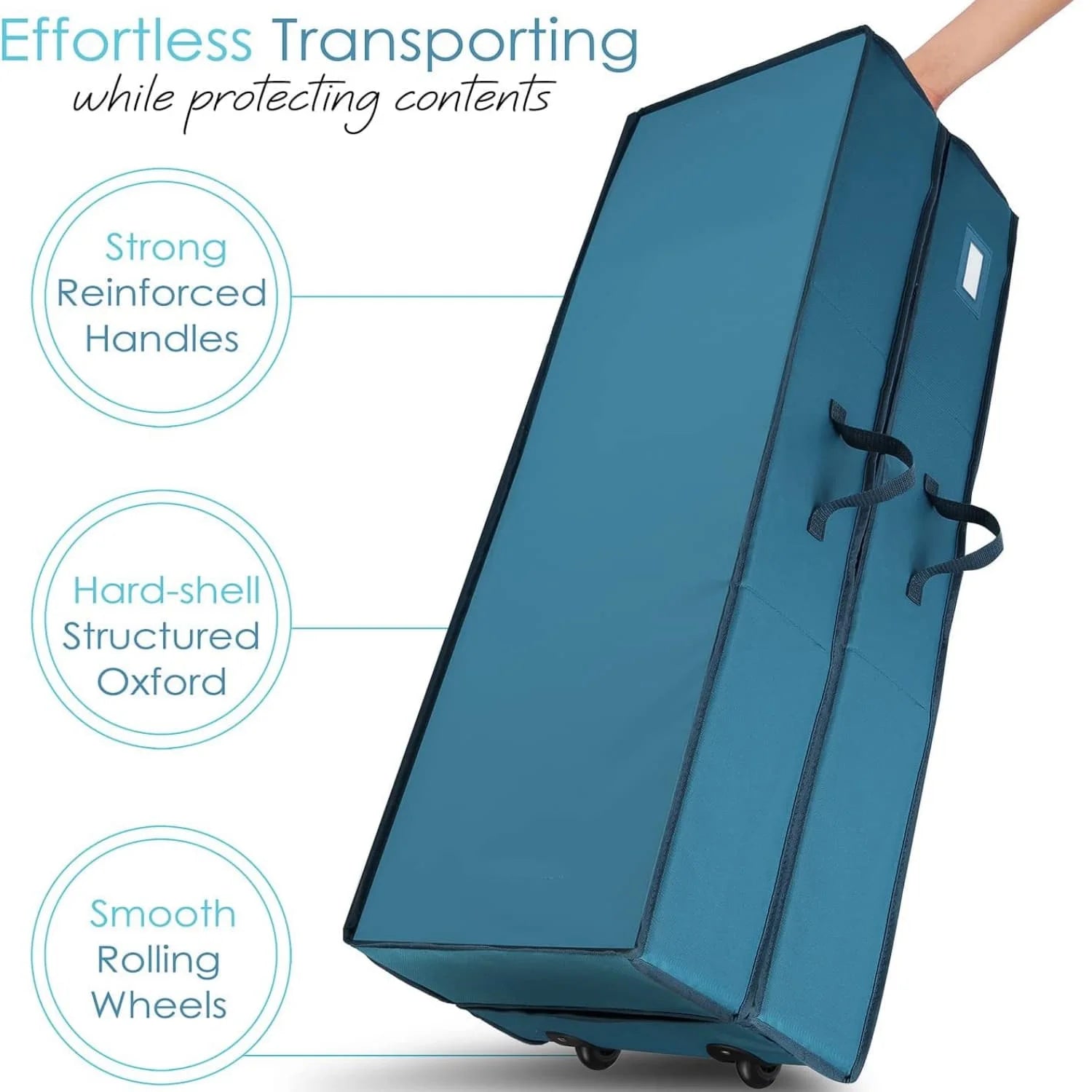 Wrapping Paper Storage Container with Ribbon Dispenser and Interior Pockets - Large Christmas Storage Containers with Wheels Fits 30 Rolls of 40" Length Blue – Everyday Household Format with a Practical Everyday Design