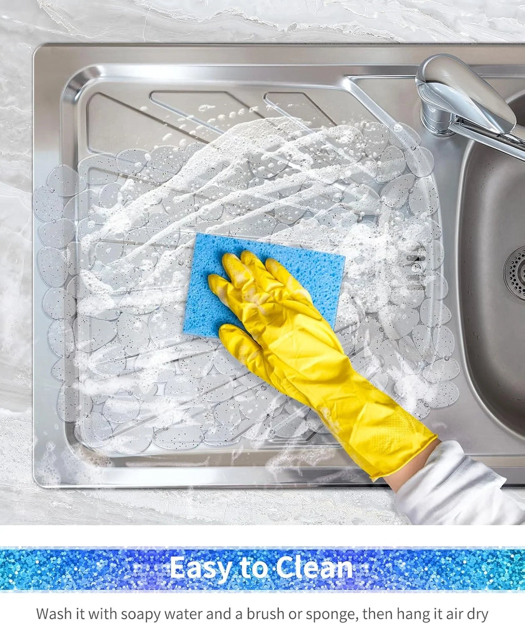 Bligli Pebble Sink Mat 2-Pack - PVC Kitchen Protector for Stainless Steel/Ceramic Dish Drying Mat for Dishes 15.7" x 11.8" Bling Clear – Clear-View Organization with a Practical Everyday Design