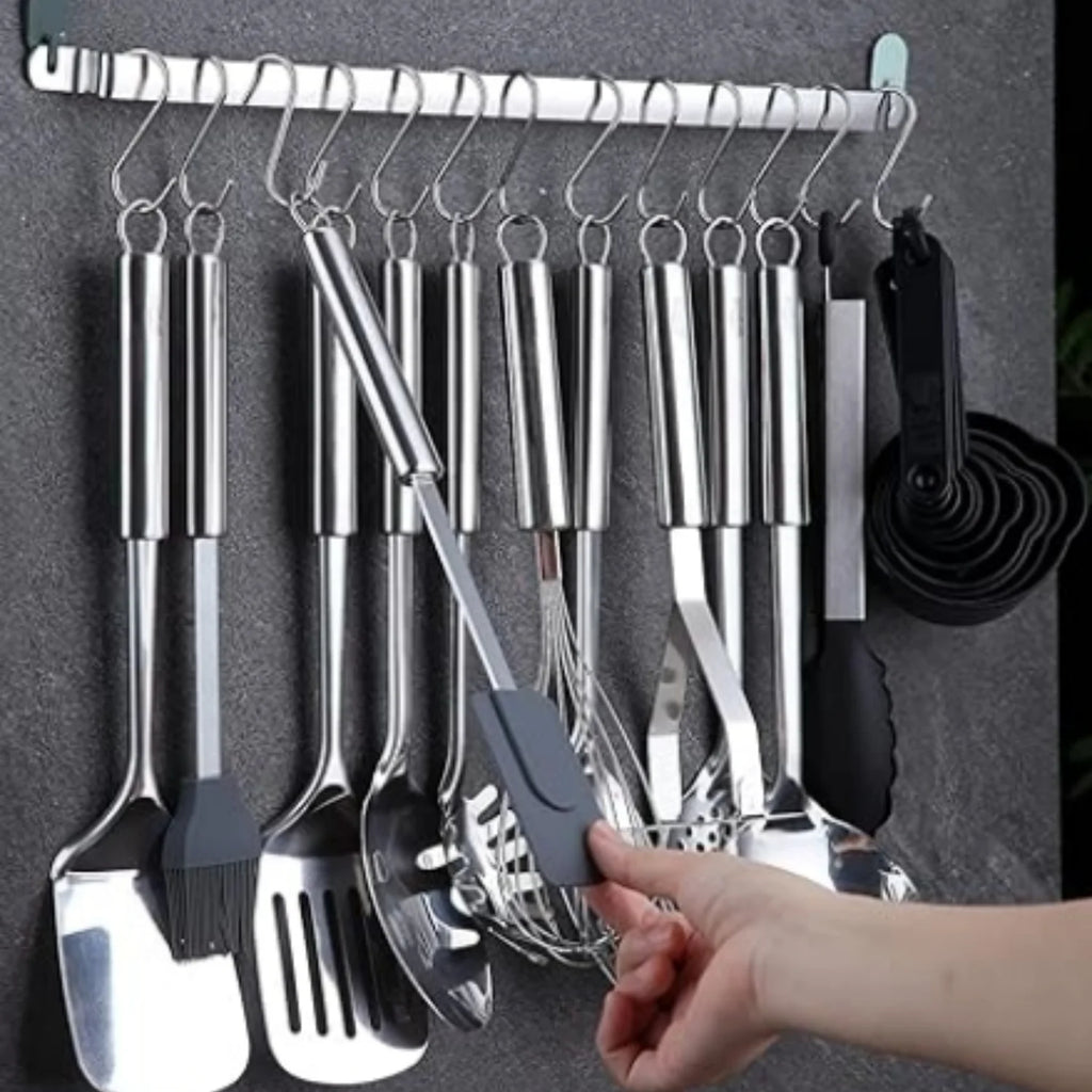 Kitchen Utensils Set 38 Pieces Stainless Steel Cooking Utensils Set Kitchen Gadgets Cookware Kitchen Tool Set with Utensil Holder Rack And Hooks For Hanging Dishwasher Suitable – Space-Saving Hanging Design with a Practical Everyday Design