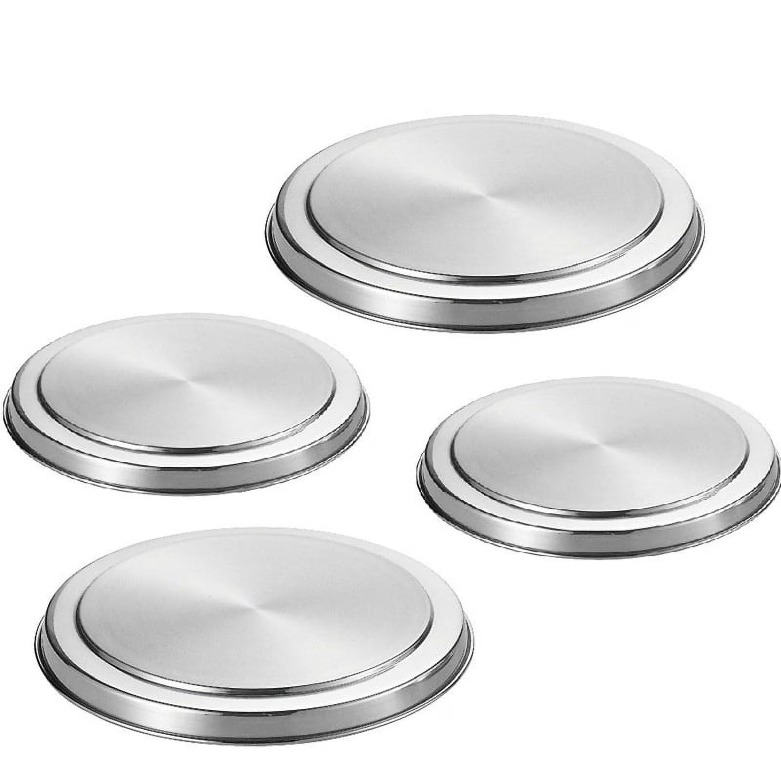 4Pcs Stainless Steel Hob Covers Stove Plate Top Cooker Protector Kit Set Utensils 17/21CM Kitchen Accessories – Durable Stainless Steel Construction with a Practical Everyday Design