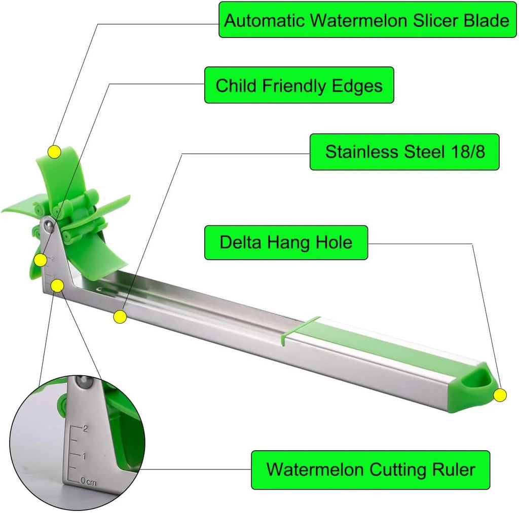 Watermelon Windmill Cutter Slicer Stainless Steel Shape Fruit Tools Quickly Cut Tool Kitchen Gadgets with Melon Scoop – Durable Stainless Steel Construction with a Practical Everyday Design