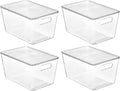 Clear Stackable Storage Bins with Lids Large Plastic Containers with Handle for Pantry Organizer and Storage,Suitable for Bathroom,Cabinet,Kitchen,Fridge,Closet Organization – Stackable Organization with a Practical Everyday Design