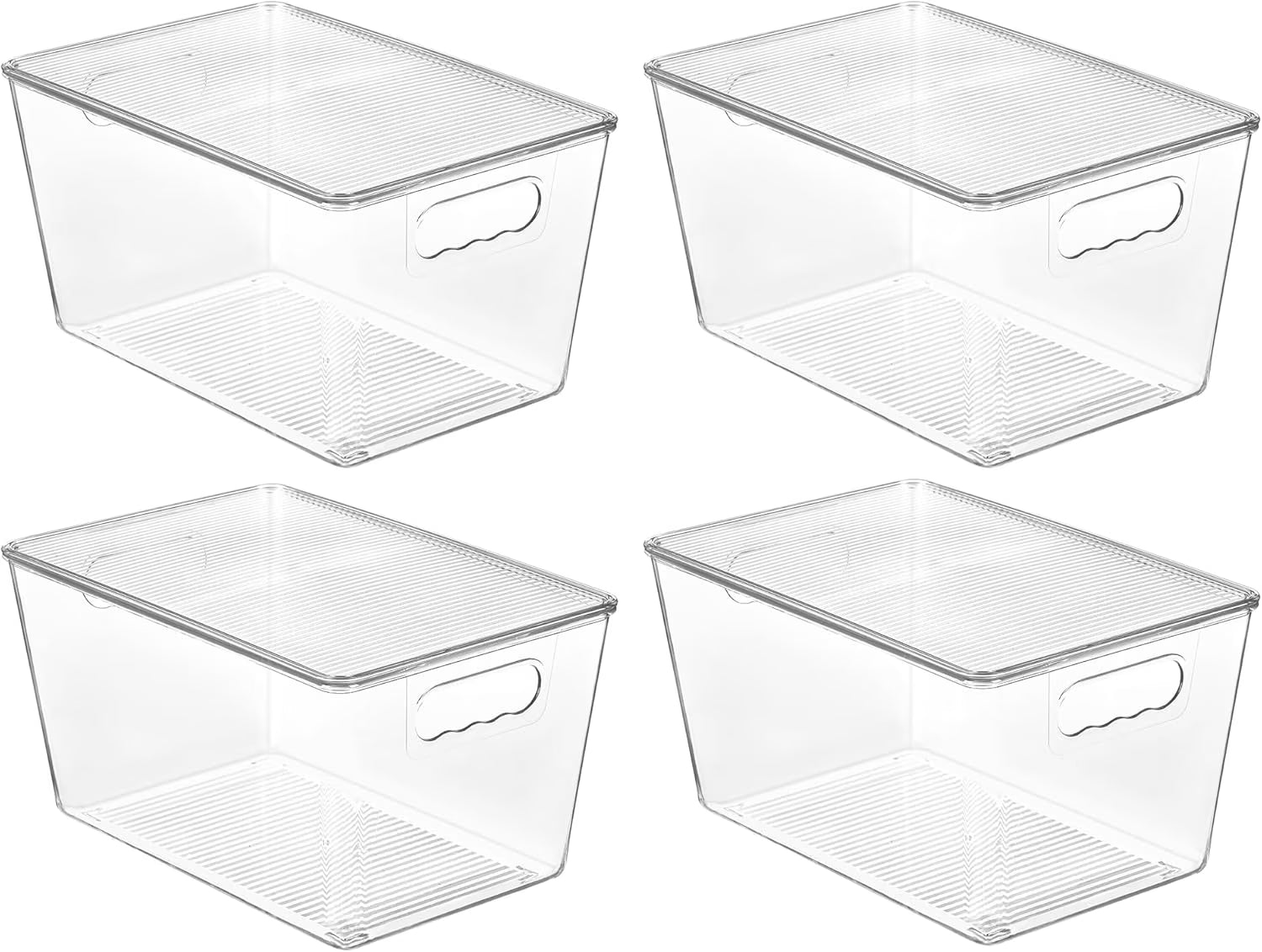 Clear Stackable Storage Bins with Lids Large Plastic Containers with Handle for Pantry Organizer and Storage,Suitable for Bathroom,Cabinet,Kitchen,Fridge,Closet Organization – Stackable Organization with a Practical Everyday Design