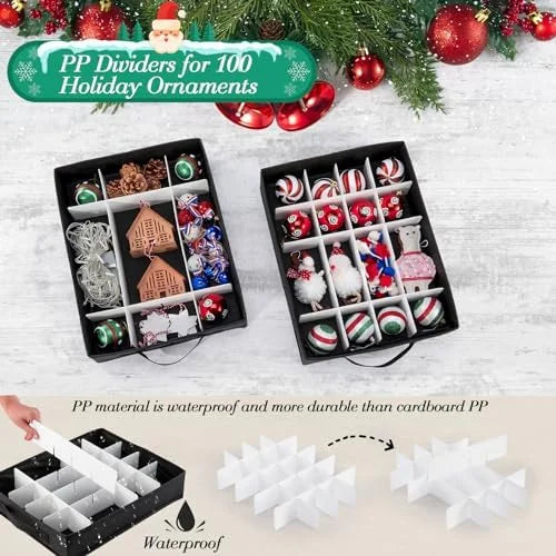 Christmas Ornament Storage Containers -Holds Up to 100 Holiday Ornaments with 5 Removable Trays Large Storage Box with Clear Covered Top & Sturdy Handles – Clear-View Organization with a Practical Everyday Design