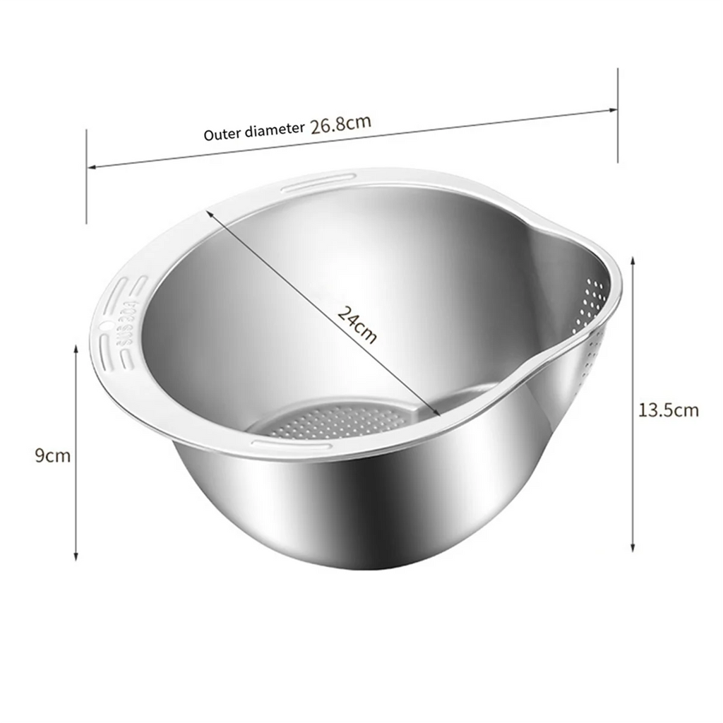 Rice Washer Strainer Bowl Stainless Steel Washing Colander Fruit and Vegetable Kitchen Tool A – Durable Stainless Steel Construction with a Practical Everyday Design