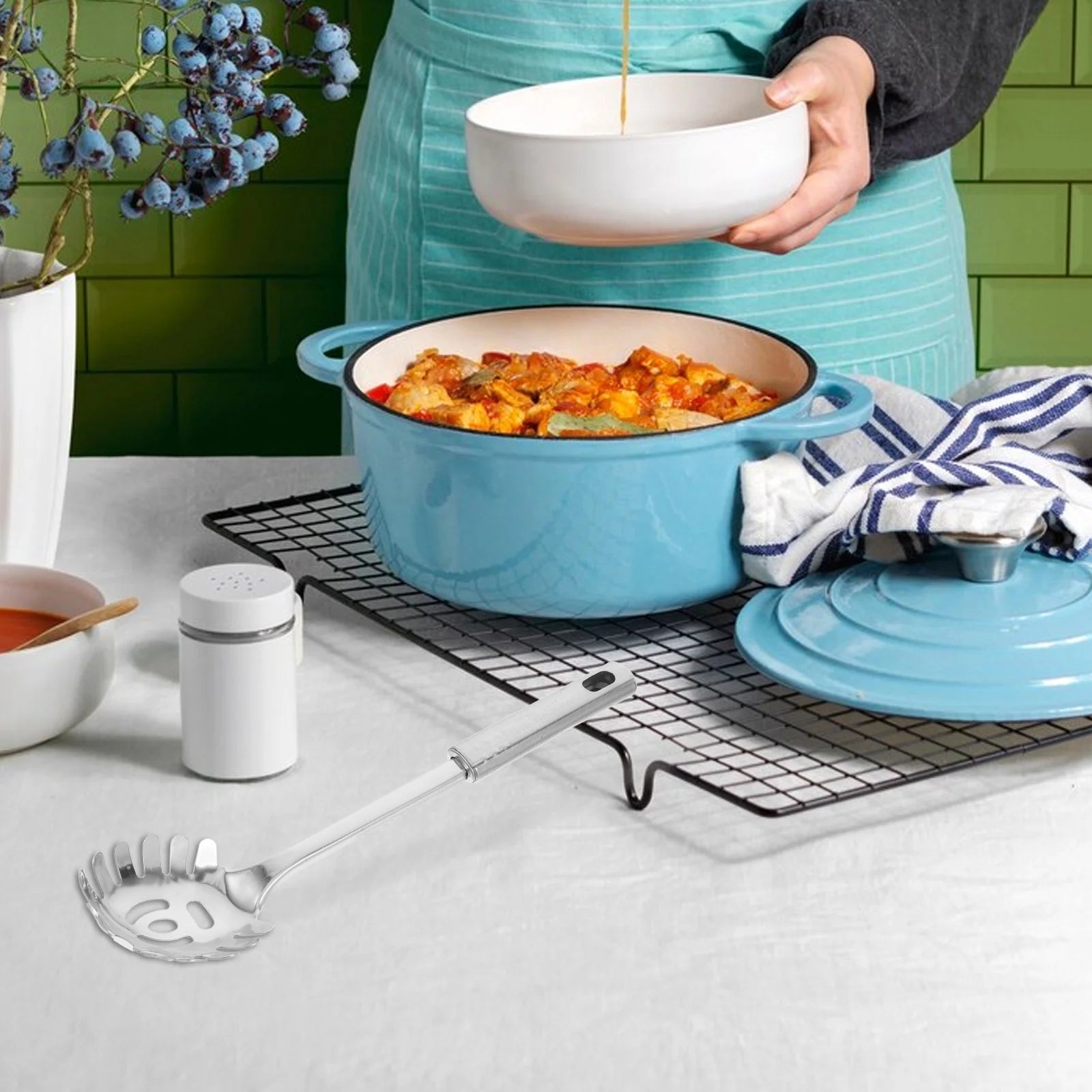 Stainless Steel Pasta Server 1 Set Spaghetti Spoon Noodle Claw Pasta Fork Metal Pasta Spoon Heat Resistant for Cooking – Durable Stainless Steel Construction with a Practical Everyday Design
