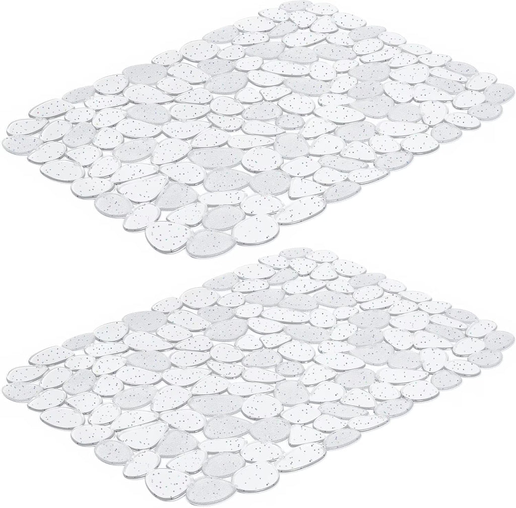 Bligli Pebble Sink Mat 2-Pack - PVC Kitchen Protector for Stainless Steel/Ceramic Dish Drying Mat for Dishes 15.7" x 11.8" Bling Clear – Clear-View Organization with a Practical Everyday Design