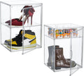 XXX-Large Clear Acrylic Display Case Boot Shoe Storage Boxes With An Adjustable Divider,2 Pack 2 Tiers Clear Plastic Stackable Storage Bins With Lids Big Display Acrylic Box With Magnetic Door – Everyday Household Format with a Practical Everyday Design