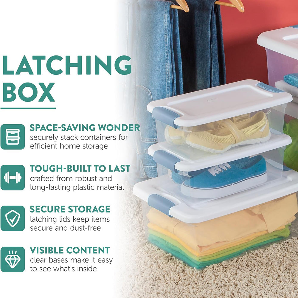 12-Pack Latching Box Stackable Storage Bins with Lids Clear Plastic 6 Quart – Stackable Organization with a Practical Everyday Design