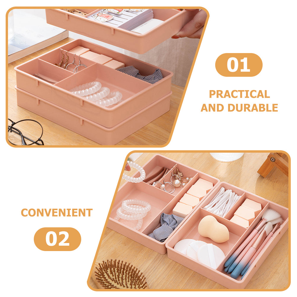4 Pcs Office Storage Bins Drawers Four Grid Box Four-grid Compartment Case – Compartmented Organization with a Practical Everyday Design