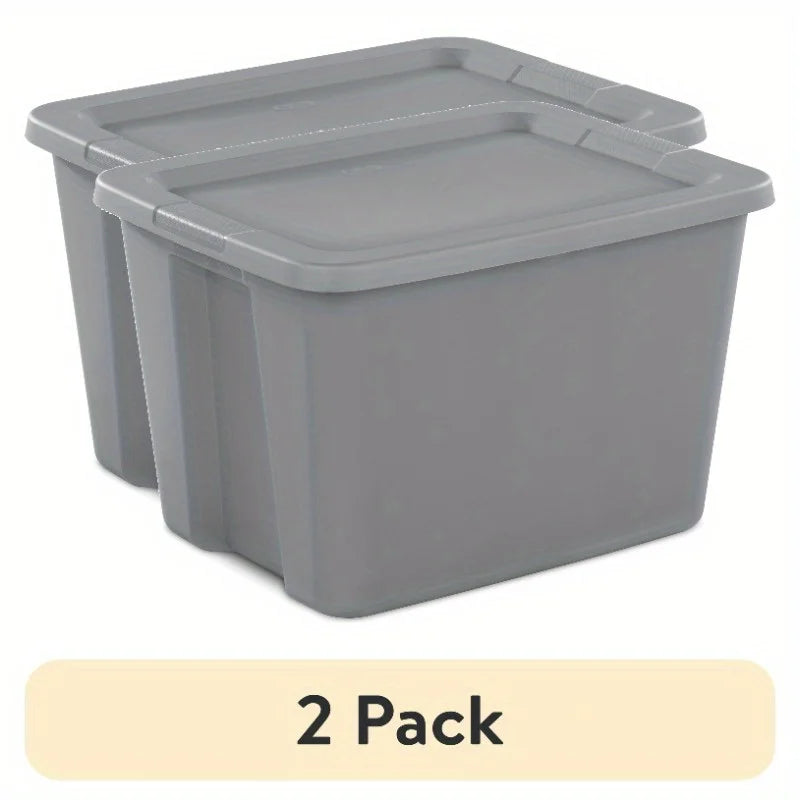 2-Pack 18 Gallon Heavy-Duty Plastic Storage Bins with Snap-On Lids - Durable Stackable Gray Organizers for Home Garage Pantry & Office - Space-Saving Rectangular Design with Reinforced Handles – Stackable Organization with a Practical Everyday Design