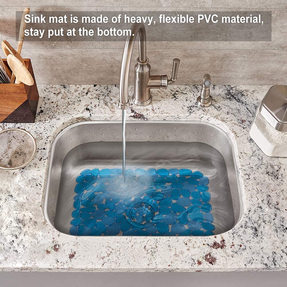 Bligli Pebble Sink Mat 2-Pack - PVC Kitchen Protector for Stainless Steel/Ceramic Dish Drying Mat for Dishes 15.7" x 11.8" Blue – Durable Stainless Steel Construction with a Practical Everyday Design