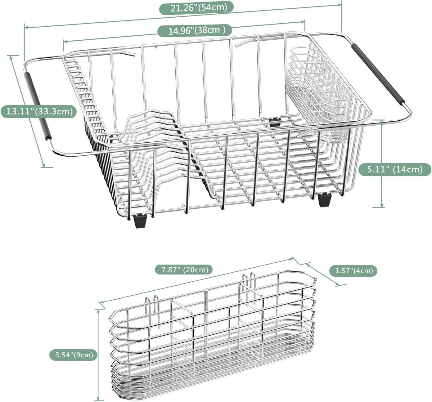 Dish Drying Rack in-Sink 304 Stainless Steel Dish Drainer with Stainless Steel Silverware Holder Over Inside Sink-Adjustable – Durable Stainless Steel Construction with a Practical Everyday Design