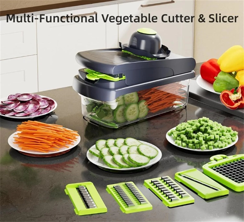 14Pcs Multi-Functional Vegetable Cutter & Slicer Trendgolden Food Chopper Stainless Steel Blades Kitchen Gadgets & Accessories (Pink) – Durable Stainless Steel Construction with a Practical Everyday Design