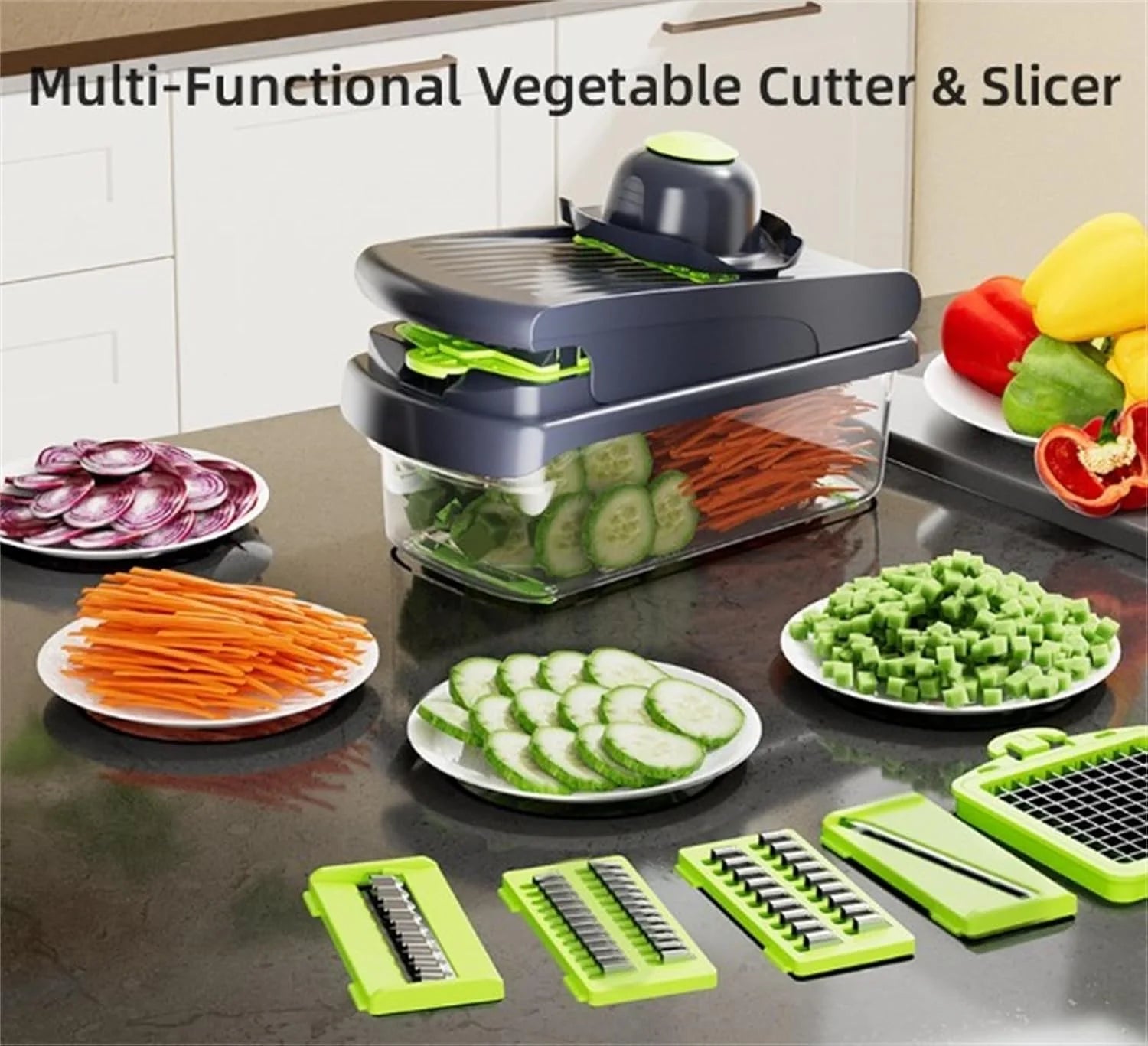 14Pcs Multi-Functional Vegetable Cutter & Slicer Trendgolden Food Chopper Stainless Steel Blades Kitchen Gadgets & Accessories (Pink) – Durable Stainless Steel Construction with a Practical Everyday Design