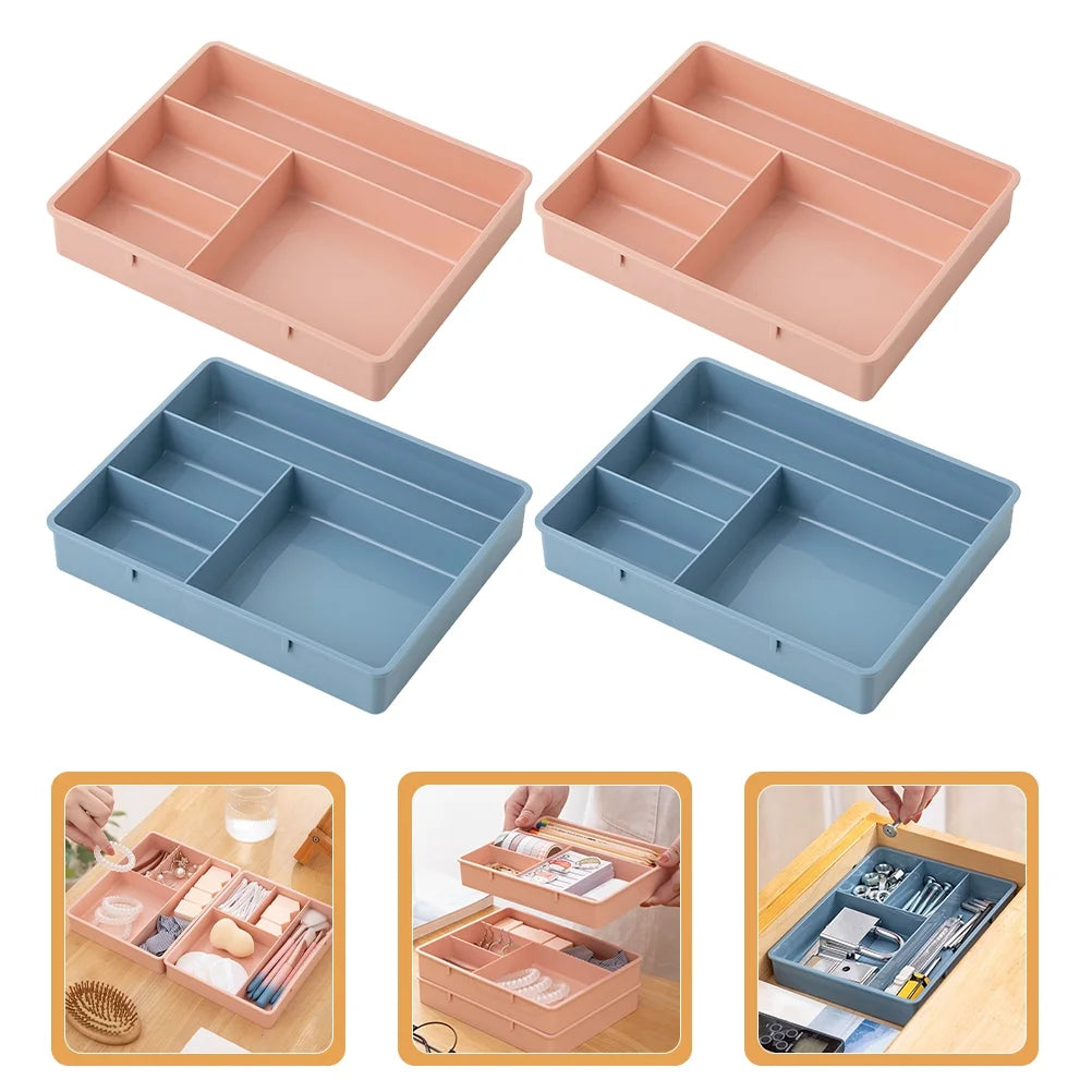 4 Pcs Office Storage Bins Drawers Four Grid Box Four-grid Compartment Case – Compartmented Organization with a Practical Everyday Design