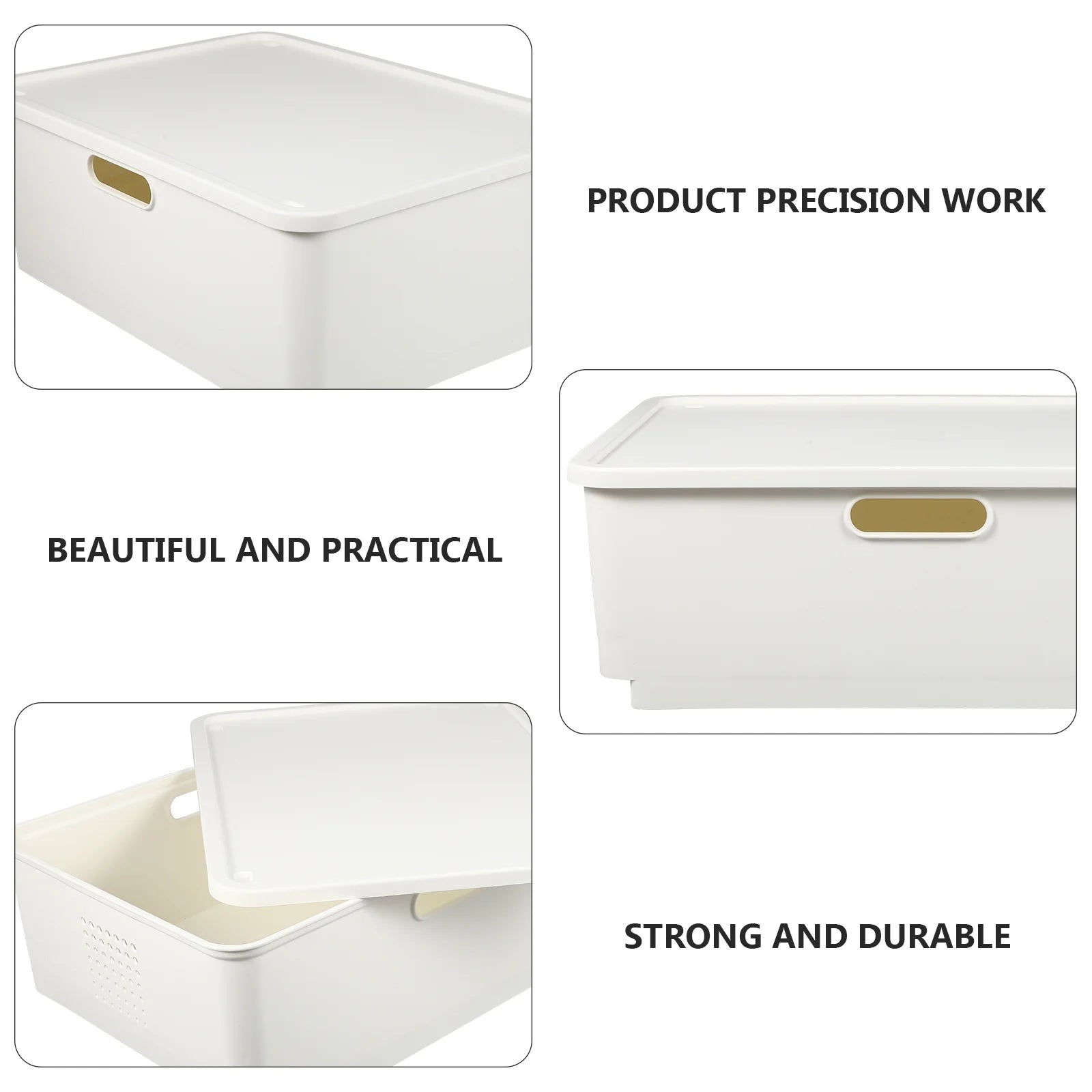 Japanese Storage Box Kitchen Shelves Basket Containers with Lids White – Everyday Household Format with a Practical Everyday Design
