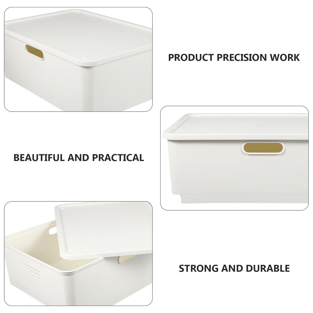 Japanese Storage Box Kitchen Shelves Basket Containers with Lids White – Multiroom Organization Format with a Practical Everyday Design